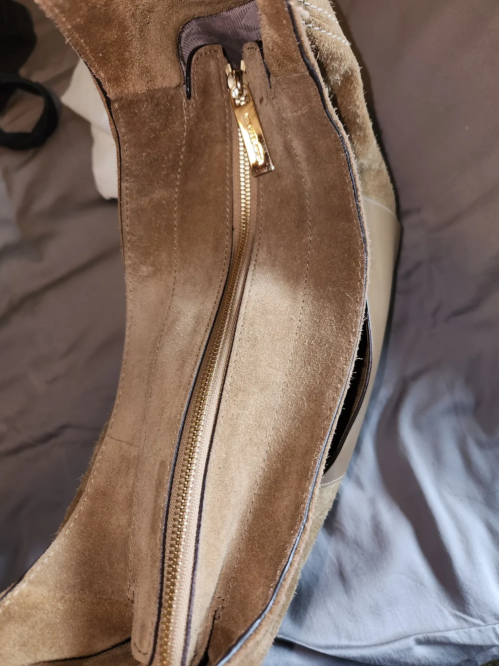 Michael Kors Lena Suede Shoulder Tote Bag in Taupe